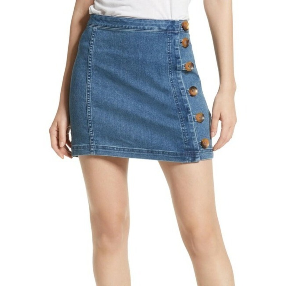 Free People Daisy Denim Wrap‎ Skirt 6 Indie Boho Y2K Mini 90s Inspired Festival